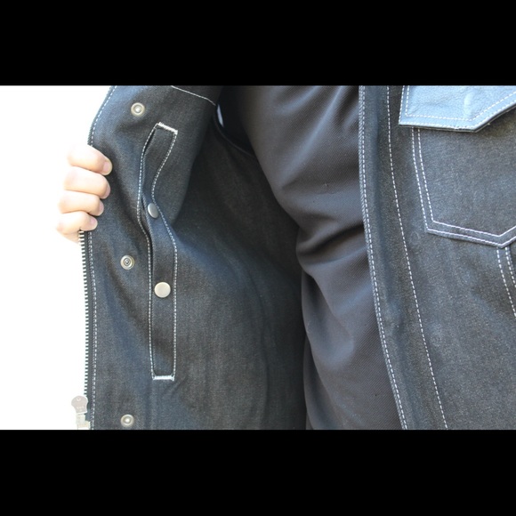 Men’s Motorcycle Leather And Denim Concealed Carry Vest - Picture 6 of 8